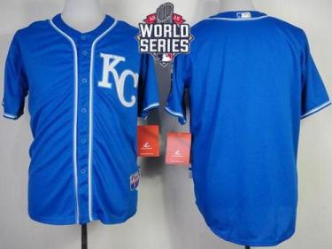 Royals Blank Blue Alternate 2 Cool Base W 2015 World Series Patch Stitched Baseball Jersey