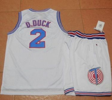Space Jam Tune Squad #2 Daffy Duck White Stitched Basketball Jersey