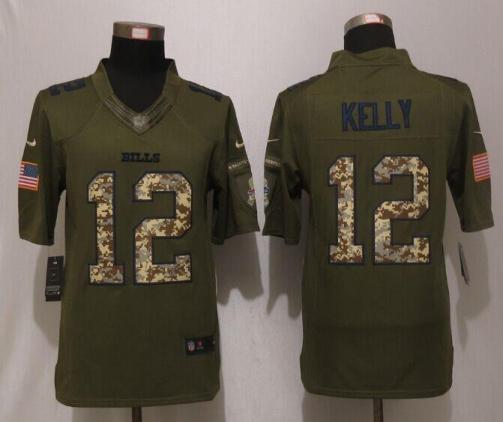 Nike Buffalo Bills #12 Jim Kelly Green Salute To Service Limited Jersey