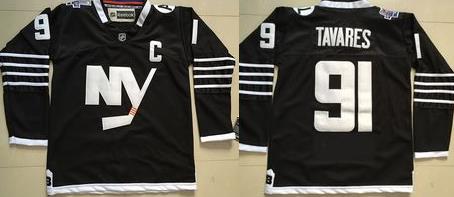 Islanders #91 John Tavares Black Alternate Stitched NHL Jersey