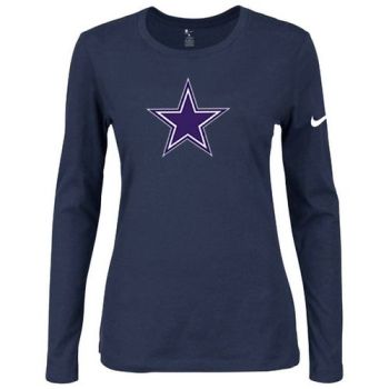 Women's Nike Dallas Cowboys Of The City Long Sleeve Tri-Blend NFL T-Shirt Dark Blue