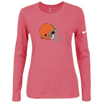 Women's Nike Cleveland Browns Of The City Long Sleeve Tri-Blend NFL T-Shirt Pink
