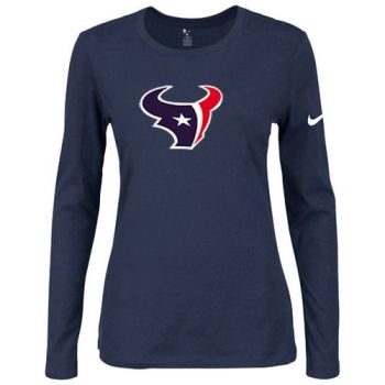 Women's Nike Houston Texans Of The City Long Sleeve Tri-Blend NFL T-Shirt Dark Blue
