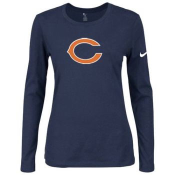 Women's Nike Chicago Bears Of The City Long Sleeve Tri-Blend NFL T-Shirt Dark Blue-1