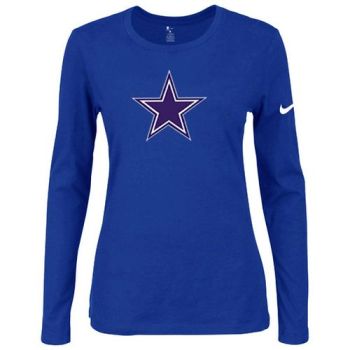 Women's Nike Dallas Cowboys Of The City Long Sleeve Tri-Blend NFL T-Shirt Blue