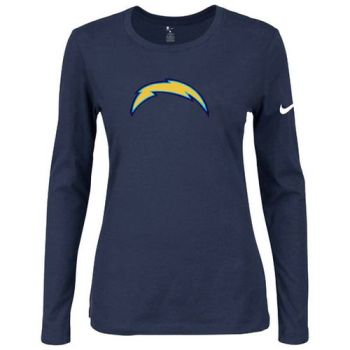 Women's Nike San Diego Chargers Of The City Long Sleeve Tri-Blend NFL T-Shirt Dark Blue