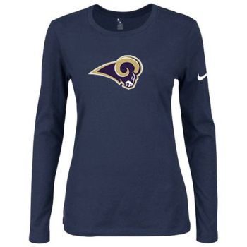 Women's Nike St.Louis Rams Of The City Long Sleeve Tri-Blend NFL T-Shirt Dark Blue