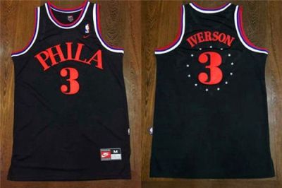 Philadelphia 76ers #3 Allen Iverson Black 1964 Throwback Stitched NBA Jersey