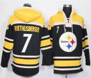 Nike Pittsburgh Steelers #7 Ben Roethlisberger Black Sawyer Hooded Sweatshirt NFL Hoodie