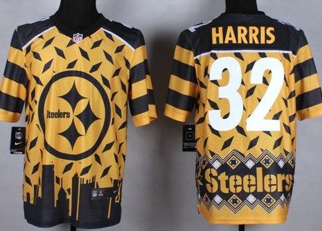 Nike Pittsburgh Steelers #32 Franco Harris Gold Men's Stitched NFL Elite Noble Fashion Jersey