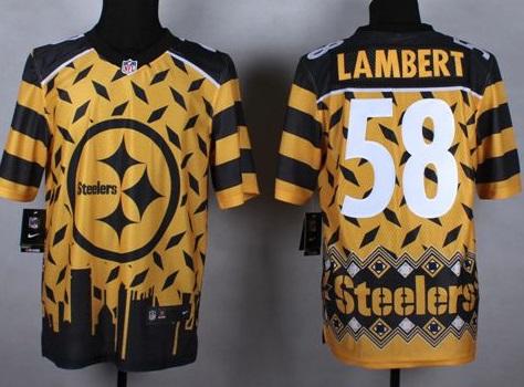 Nike Pittsburgh Steelers #58 Jack Lambert Gold Men's Stitched NFL Elite Noble Fashion Jersey