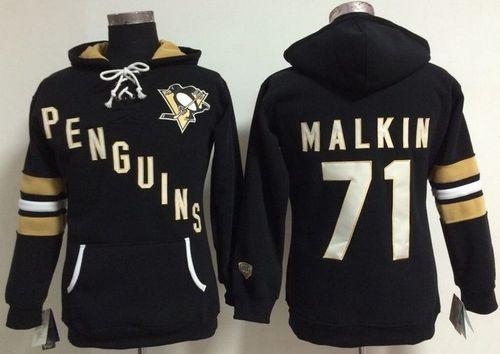 Women's Pittsburgh Penguins #71 Evgeni Malkin Black Old Time Heidi NHL Hoodie