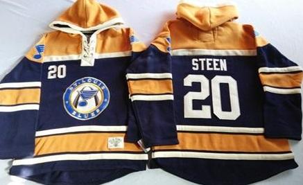 St. Louis Blues 20 Alexander Steen Navy Blue Gold Sawyer Hooded Sweatshirt Stitched NHL Jersey