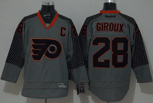 Philadelphia Flyers #28 Claude Giroux Charcoal Cross Check Fashion Stitched NHL Jersey