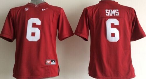 Youth Alabama Crimson Tide #6 Blake Sims Red Stitched NCAA Jersey