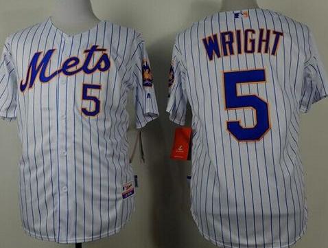 New York Mets #5 David Wright White(Blue Strip) Home Cool Base Stitched Baseball Jersey