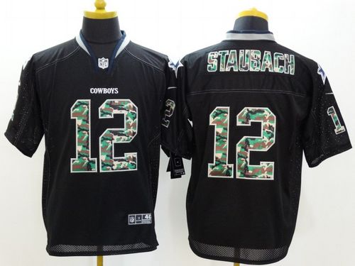 Nike Dallas Cowboys #12 Roger Staubach Black Men's Stitched NFL Elite Camo Fashion Jersey