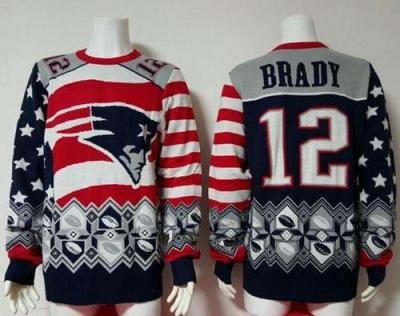 Nike Patriots #12 Tom Brady Red Navy Blue Men's Ugly Sweater