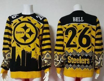 Nike Steelers #26 Le'Veon Bell Yellow Black Men's Ugly Sweater