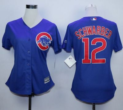 Women Chicago Cubs #12 Kyle Schwarber Blue Alternate Stitched MLB Jersey