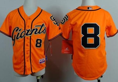 Youth San Francisco Giants #8 Hunter Pence Orange Alternate Stitched Baseball Jersey