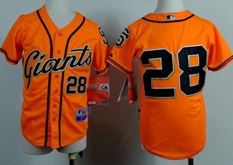 Youth San Francisco Giants #28 Buster Posey Orange Stitched Baseball Jersey