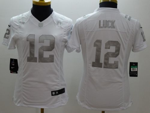 Women's Nike Indianapolis Colts #12 Andrew Luck White Stitched NFL Limited Platinum Jersey