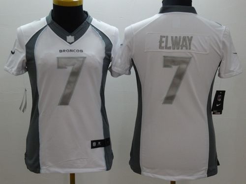 Women's Nike Denver Broncos #7 John Elway White Stitched NFL Limited Platinum Jersey