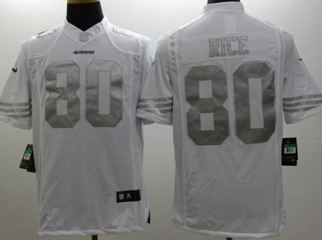Nike San Francisco 49ers #80 Jerry Rice White Men's Stitched NFL Limited Platinum Jersey