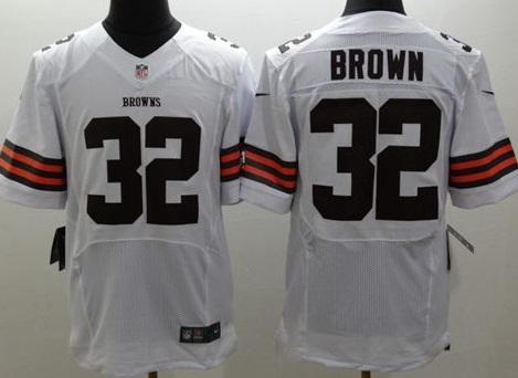 Nike Cleveland Browns #32 Jim Brown White Men's Stitched NFL Elite Jersey