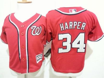 Toddler Washington Nationals #34 Bryce Harper Red Cool Base Stitched MLB Jersey