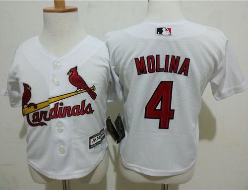 Toddler St.Louis Cardinals #4 Yadier Molina White Cool Base Stitched MLB Jersey