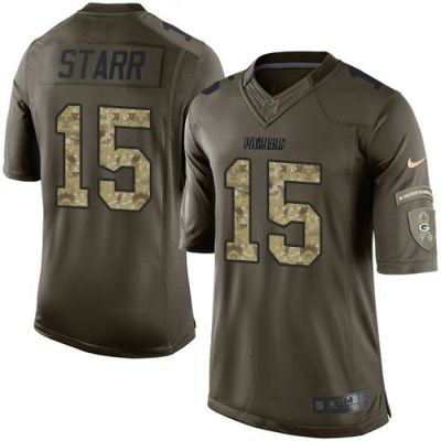 Green Bay Packers #15 Bart Starr Green Men's Stitched NFL Limited Salute To Service Jersey