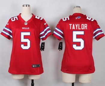 Women Nike Bills #5 Tyrod Taylor Red Stitched NFL Limited Rush Jersey