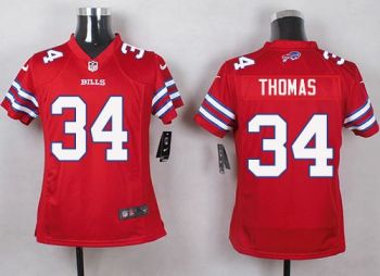 Youth Nike Bills #34 Thurman Thomas Red Stitched NFL Limited Rush Jersey