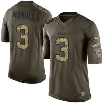 Youth Nike Bills #3 E. J. Manuel Green Stitched NFL Limited Salute To Service Jersey
