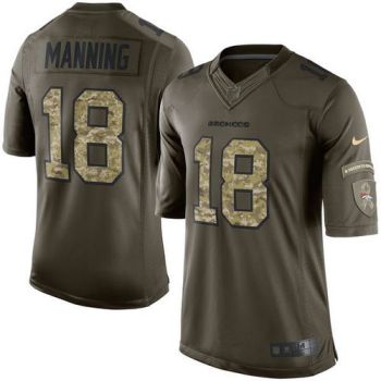 Youth Nike Broncos #18 Peyton Manning Green Stitched NFL Limited Salute To Service Jersey
