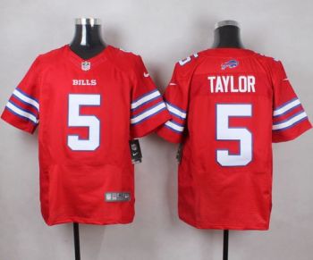 Nike Bills #5 Tyrod Taylor Red Men's Stitched NFL Elite Rush Jersey