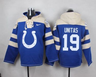 Nike Indianapolis Colts #19 Johnny Unitas Royal Blue Player Pullover NFL Hoodie