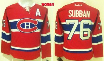 Women Montreal Canadiens #76 P.K Subban Red Home Stitched NHL Jersey