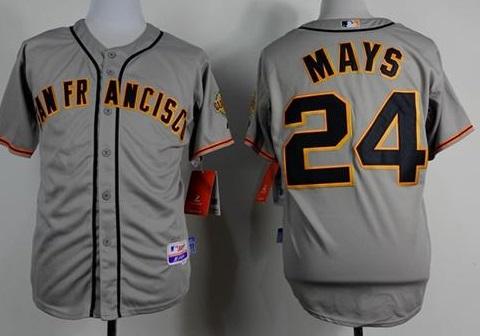 San Francisco Giants #24 Willie Mays Grey Road Cool Base Stitched Baseball Jersey