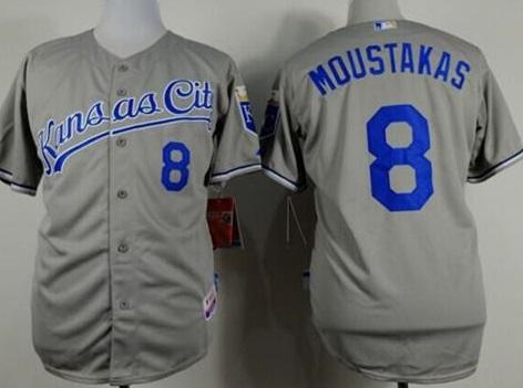 Kansas City Royals 8 Mike Moustakas Grey Cool Base Stitched Baseball Jersey