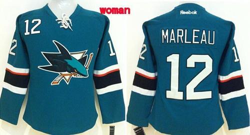 Women's San Jose Sharks #12 Patrick Marleau Teal Home Stitched NHL Jersey