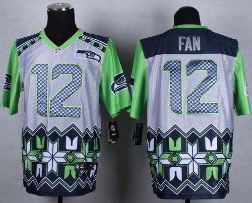 Nike Seattle Seahawks #12 Fan Grey Men's Stitched NFL Elite Noble Fashion Jersey