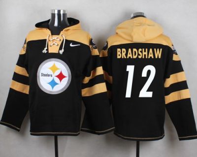 Nike Pittsburgh Steelers #12 Terry Bradshaw Black Player Pullover NFL Hoodie