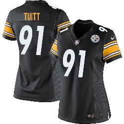 Women Nike Steelers #91 Stephon Tuitt Black Team Color Stitched NFL Elite Jersey
