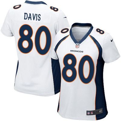Women Nike Broncos #80 Vernon Davis White Stitched NFL New Elite Jersey