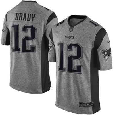 Nike New England Patriots #12 Tom Brady Gray Men's Stitched NFL Limited Gridiron Gray Jersey