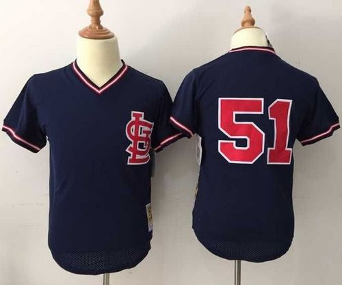 St. Louis Cardinals #51 Willie McGee Navy Blue Mitchell And Ness Throwback Stitched MLB Jersey
