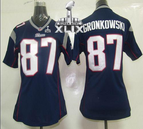 Women's Nike Patriots #87 Rob Gronkowski Navy Blue Team Color Super Bowl XLIX Stitched NFL Elite Jersey